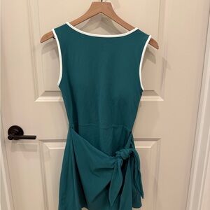 Teal Athletic Dress with White Trim & Side Tie